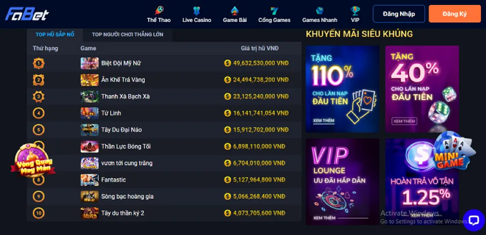 Chương trình VIP f168bet casino